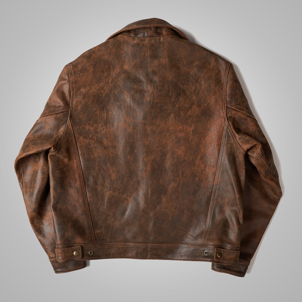 Men’s "Shadow Expedition" Field Jacket | Premium Brown Distressed Leather | Authentic Four-Pocket Military Utility | Full Grain Apparel