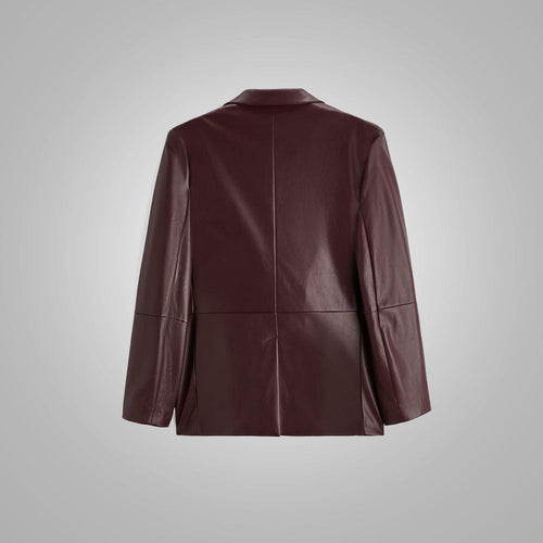 Blazer "Cambridge Executive" para hombre | Piel de oveja premium color nogal | Chaqueta deportiva de cuero genuino de manga larga | Prenda de cuero de grano completo