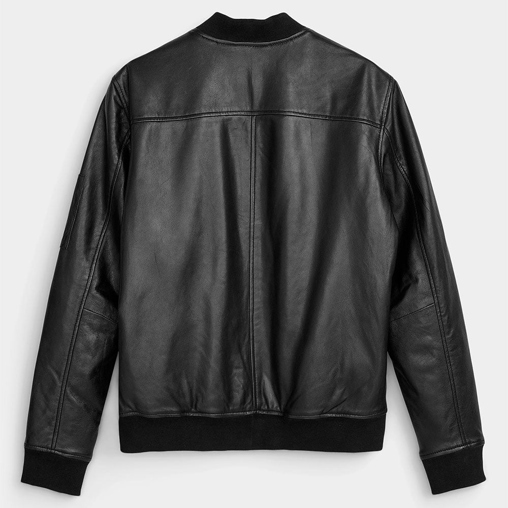 Men’s Real Black Leather Bomber Jacket - Essential Urban Edition | Full Grain Apparel