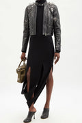 Women’s "Abyssal Thorn" Moto | Premium Black Lambskin | Extreme Silver Long-Spike & Studded Armor | Full Grain Apparel