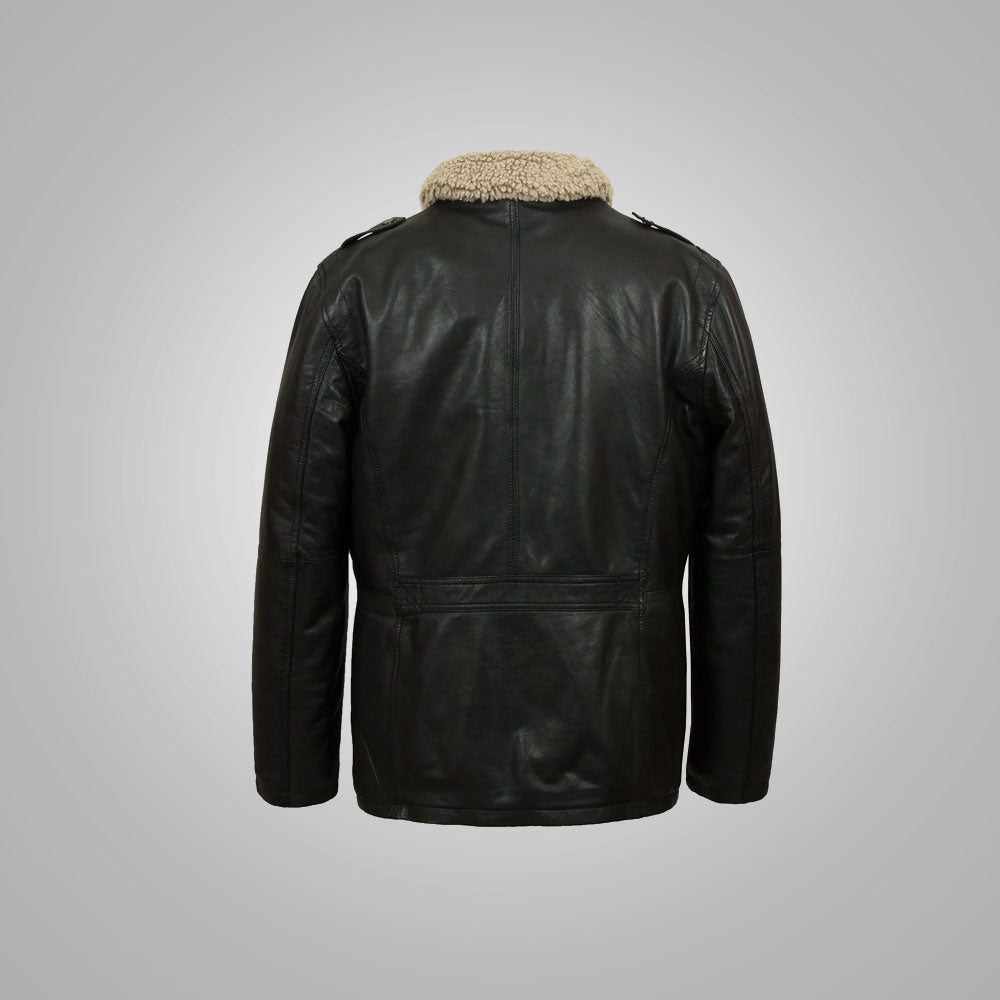 Men’s "Midnight Sovereign" Car Coat | Premium Black Sheep Nappa | Full-Length Genuine Leather Overcoat | Full Grain Apparel
