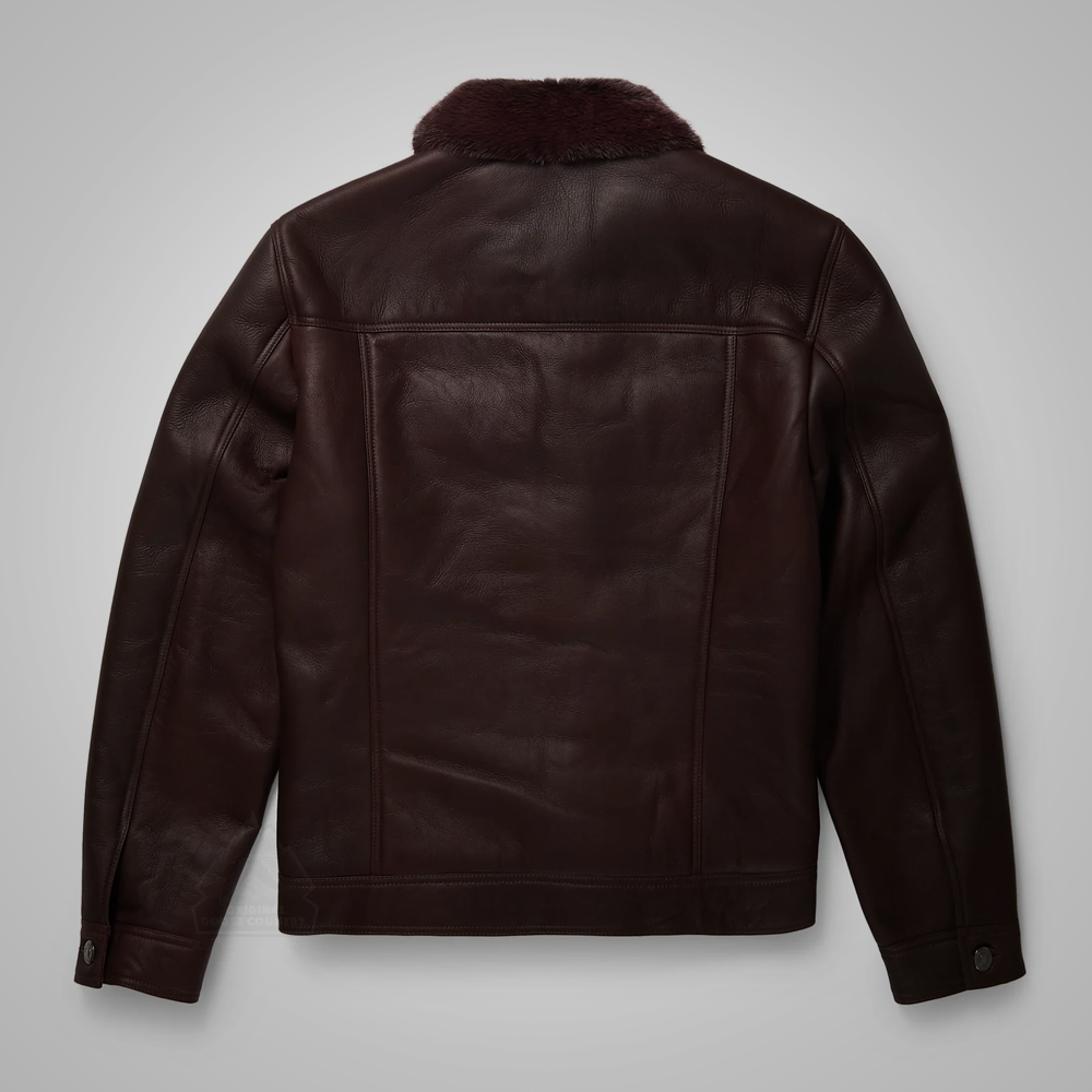 Men’s "Canyon-Hybrid" B3 Trucker | Heritage Brown Real Sheepskin | Premium Shearling-Lined Flying Jacket | Full Grain Apparel
