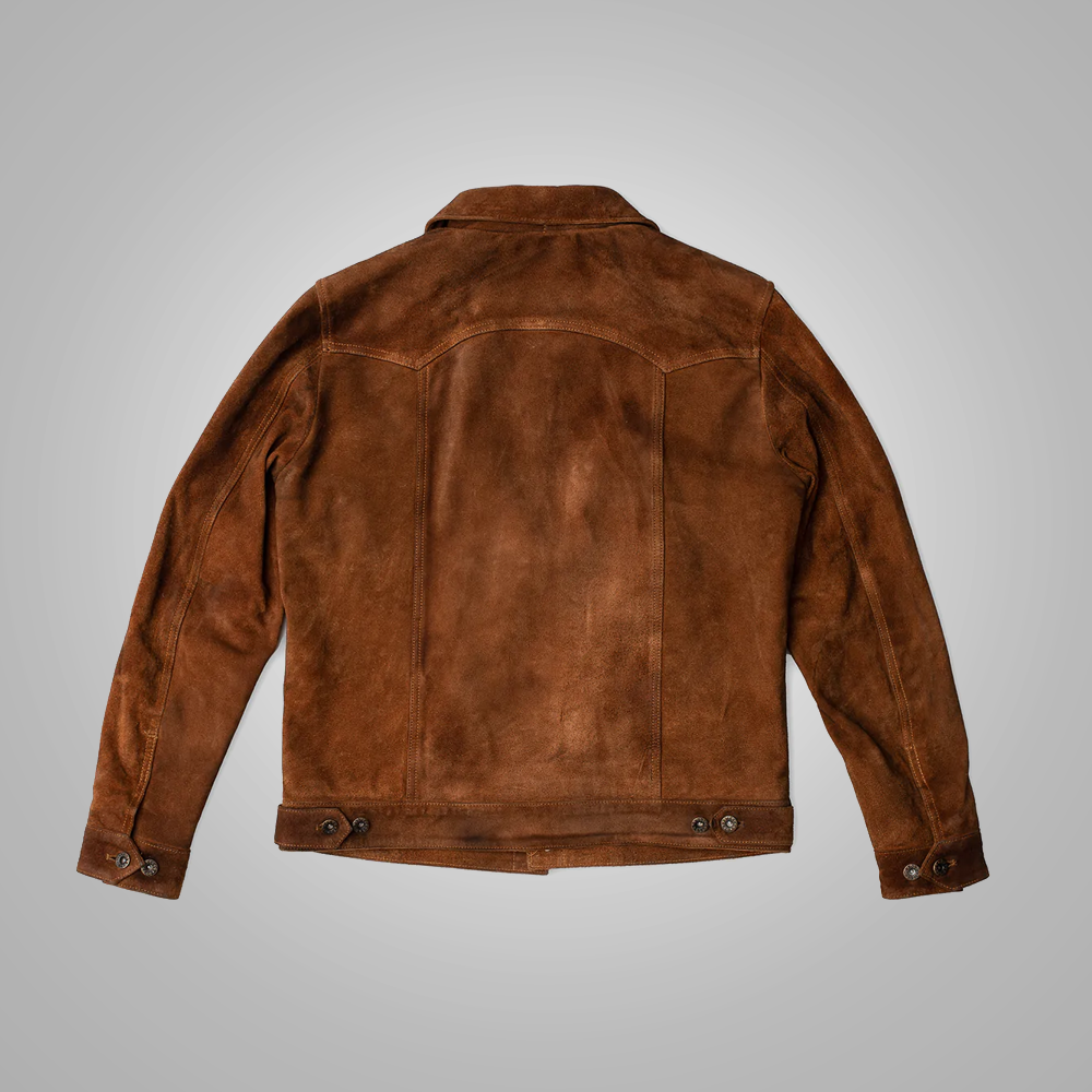 Chaqueta Western "Midnight Range" para hombre | Gamuza premium marrón chocolate | Flecos cortados a mano auténticos y canesúes de herencia | Indumentaria de cuero de grano completo