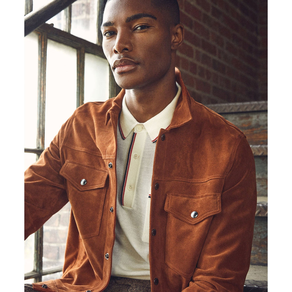 Men’s "Ignite" Burnt Orange Suede Biker Jacket | Premium Goat Suede | Asymmetrical Moto Design | Full Grain Apparel