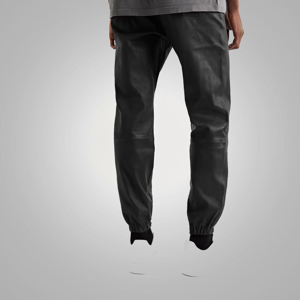 Pantalones Apex de cuero negro para hombre | Piel de oveja prémium | Prenda de grano completo