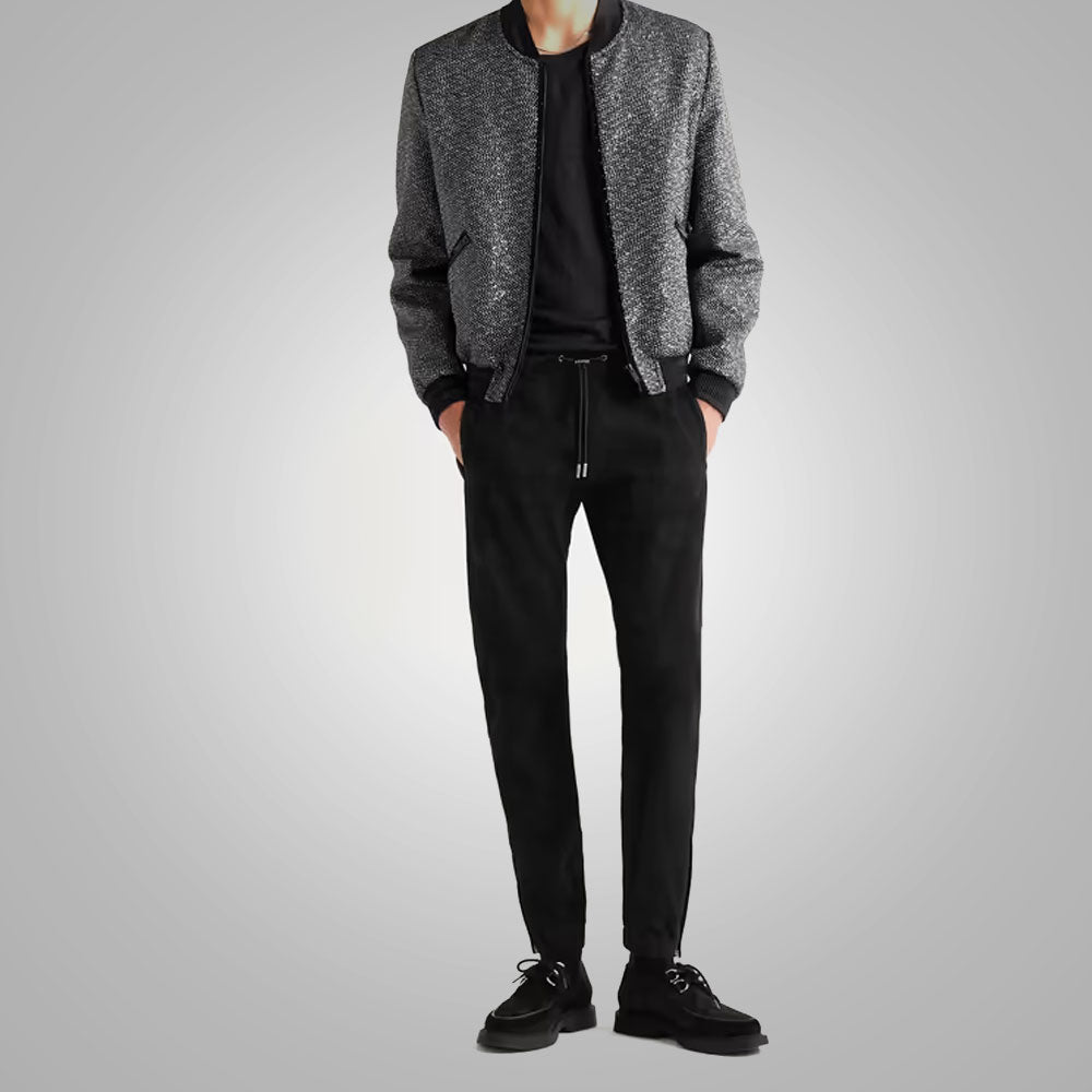 Vaqueros de cuero "Shadow-Grain" para hombre | Piel de oveja negra de primera calidad | Pantalones de cuero genuino de 5 bolsillos | Prenda de cuero de plena flor