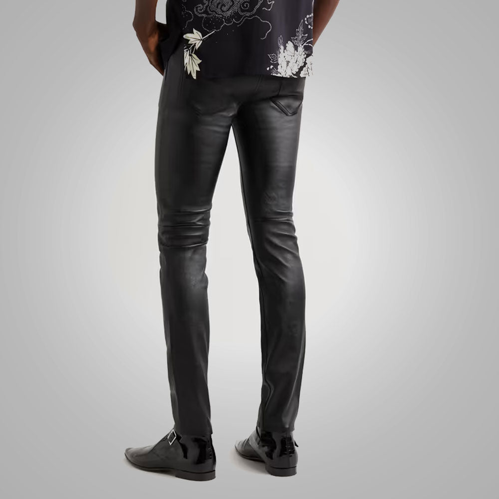 Pantalones Moto-Fashion "Vanguard" para Hombre | Piel de Cordero Negra Premium | Pantalones de Cuero Genuino de Alta Costura | Ropa de Gran Calidad
