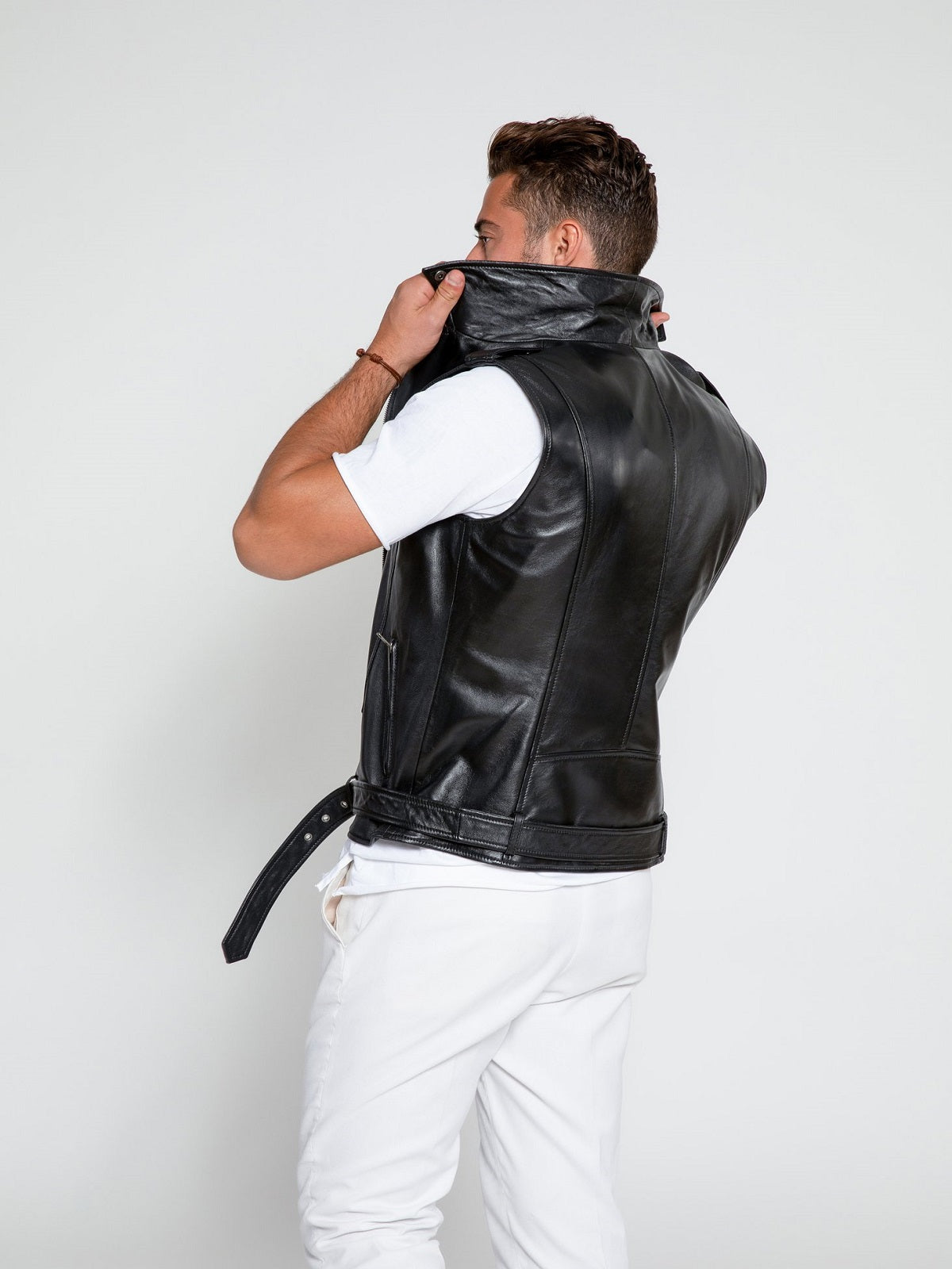 Men’s Iron-Road Biker Leather Vest | Industrial Moto Armor | Full Grain Apparel