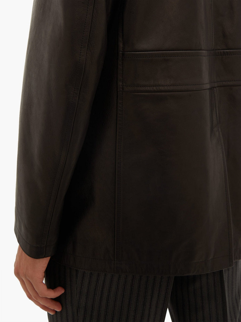 Gabardina larga de cuero Obsidiana-Ámbar para hombre | Parka de invierno industrial | Prendas de piel plena flor