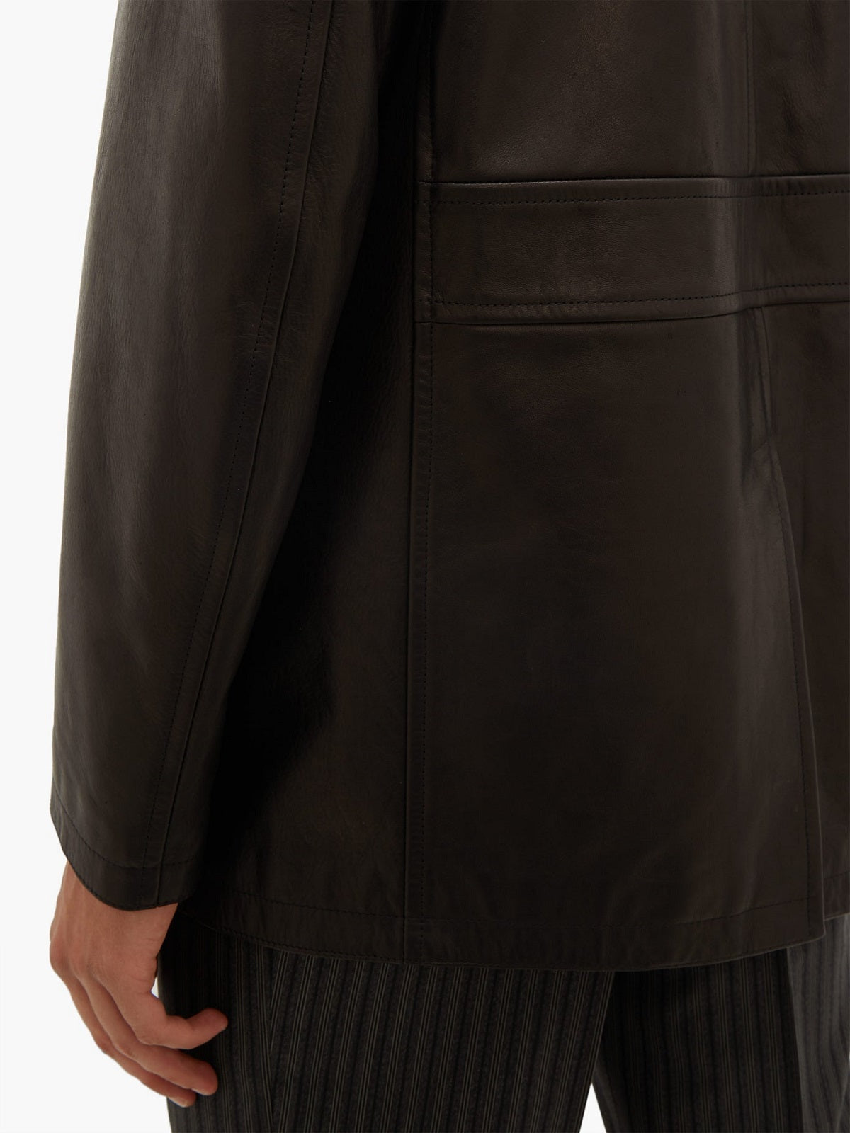 Gabardina larga de cuero Obsidiana-Ámbar para hombre | Parka de invierno industrial | Prendas de piel plena flor