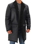Men’s Premium Black Shearling Leather Winter Coat | Full Grain Apparel