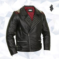 The "Crimson Edge" Biker Jacket | Black Leather & Red Quilted Interior | Full Grain Apparel