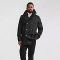 Men’s "Midnight Commander" Peacoat | Premium Black Melton Wool | Double-Breasted Heritage Overcoat | Full Grain Apparel