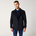 Men’s "Midnight Arctic" Peacoat | Black Heavy-Duty Fleece with Navy Blue Accents | Full Grain Apparel