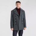 Men’s "Graphite Commander" Peacoat | Premium Charcoal Grey Melton Wool | Double-Breasted Naval Overcoat | Full Grain Apparel