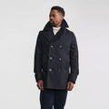 Men’s "Midnight Harbor" Fleece Peacoat | Deep Navy Thermal Fleece | Double-Breasted Heritage Overcoat | Full Grain Apparel