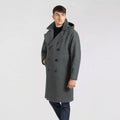 Men’s "Silver Slate" Long Peacoat | Graphite Grey Thermal Fleece | Extended Length Double-Breasted Overcoat | Full Grain Apparel
