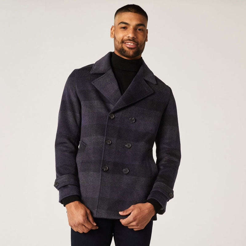 Men’s "Admiral" Dark Navy Wool Peacoat | Premium Melton Wool | Double-Breasted Heritage Overcoat | Full Grain Apparel