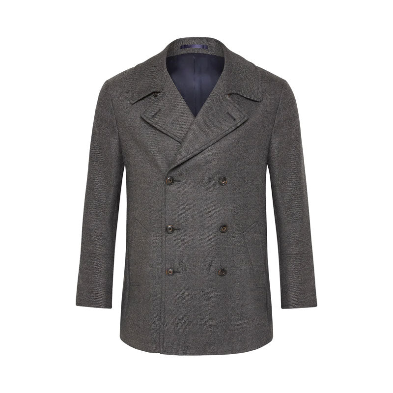 Men’s "Harbor Master" Hybrid Peacoat | Heather Grey Heavy-Duty Fleece & Navy Trim | Full Grain Apparel