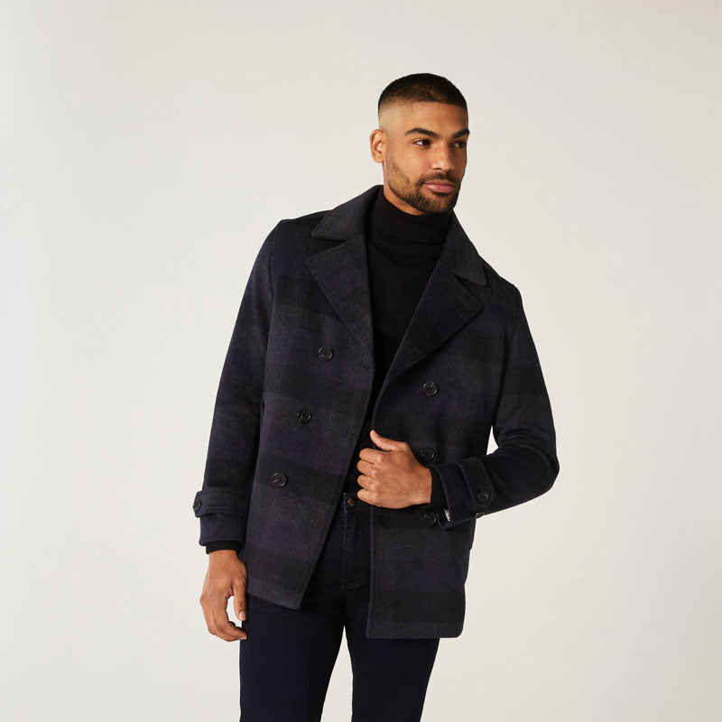 Men’s "Admiral" Dark Navy Wool Peacoat | Premium Melton Wool | Double-Breasted Heritage Overcoat | Full Grain Apparel