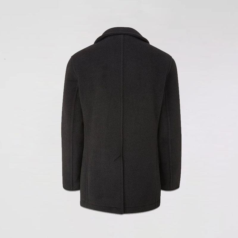Men’s "Dual-Tone Admiral" Peacoat | Premium Black & Navy Melton Wool | Double-Breasted Heritage Overcoat | Full Grain Apparel
