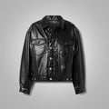 Women’s "Neo-Classic" Leather-Blend Shirt | Sleek Pitch Black Finish | Smooth Minimalist Button-Down | Full Grain Apparel