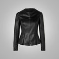 Women’s "Aero-Sculpt" Hybrid Shirt | Black Napa Leather & Stretch Cotton | Concealed Zip Technical Leather Top | Full Grain Apparel