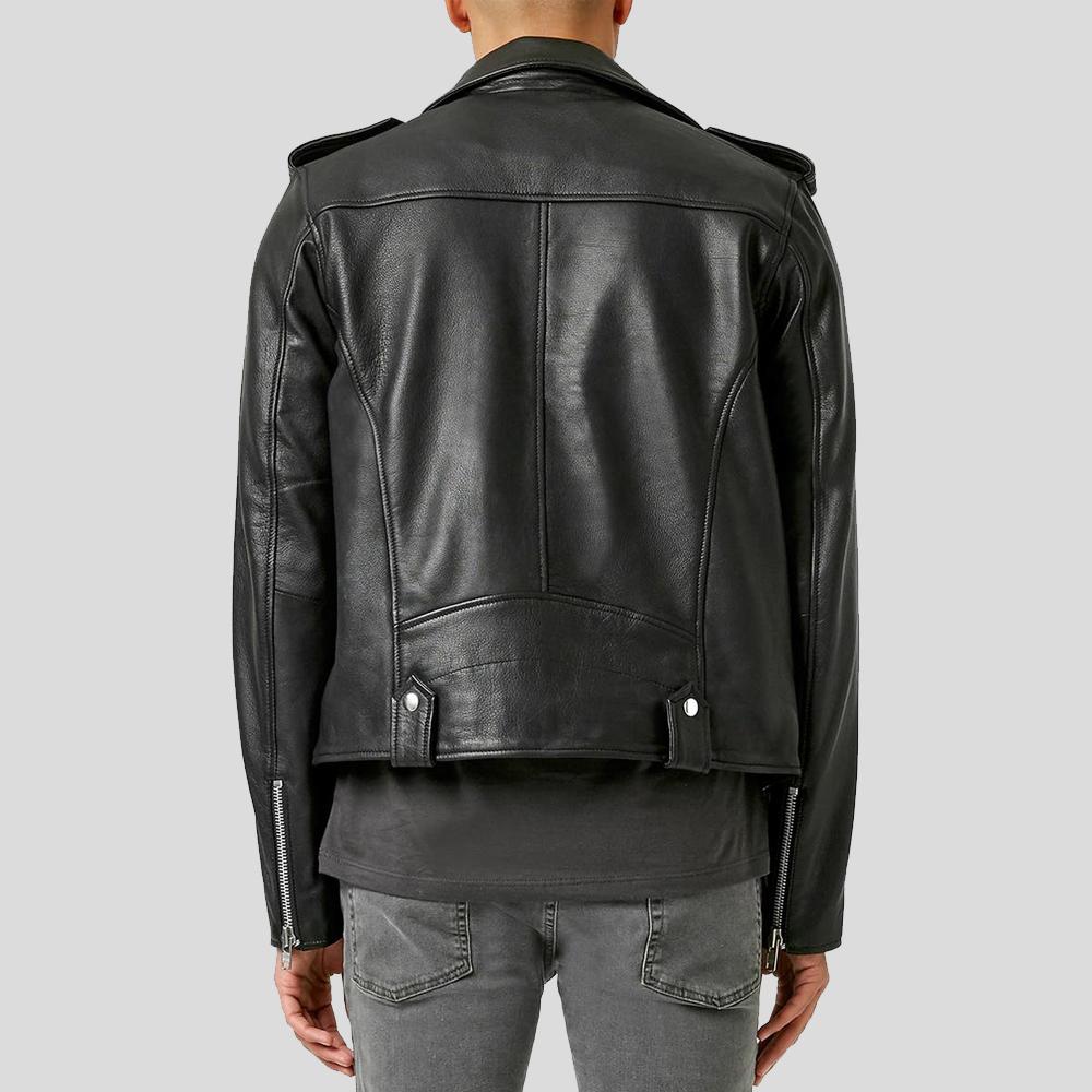 Men’s Cimarron Black Motorcycle Leather Jacket | Real Sheepskin Racer | Full Grain Apparel