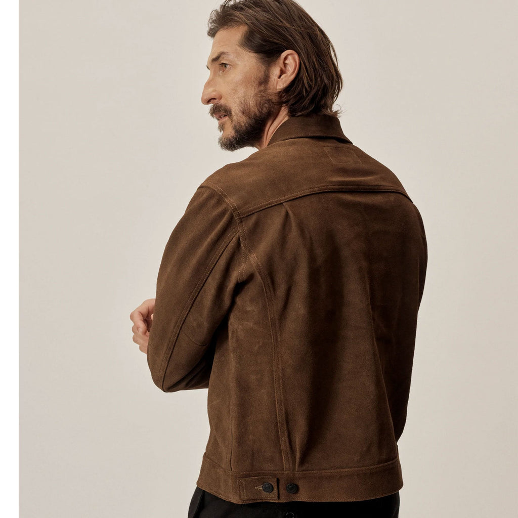 Cazadora bomber de gamuza "Velvet Aviator" para hombre | Gamuza de cabra de grano superior de primera calidad | Diseño clásico de piloto acanalado | Prenda de cuero de grano completo
