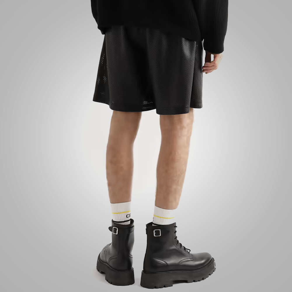 Pantalones cortos de cuero para hombre "Midnight Stealth" | Piel de oveja negra premium | Pantalones cortos urbanos de cuero suave genuino | Prenda de cuero de grano completo