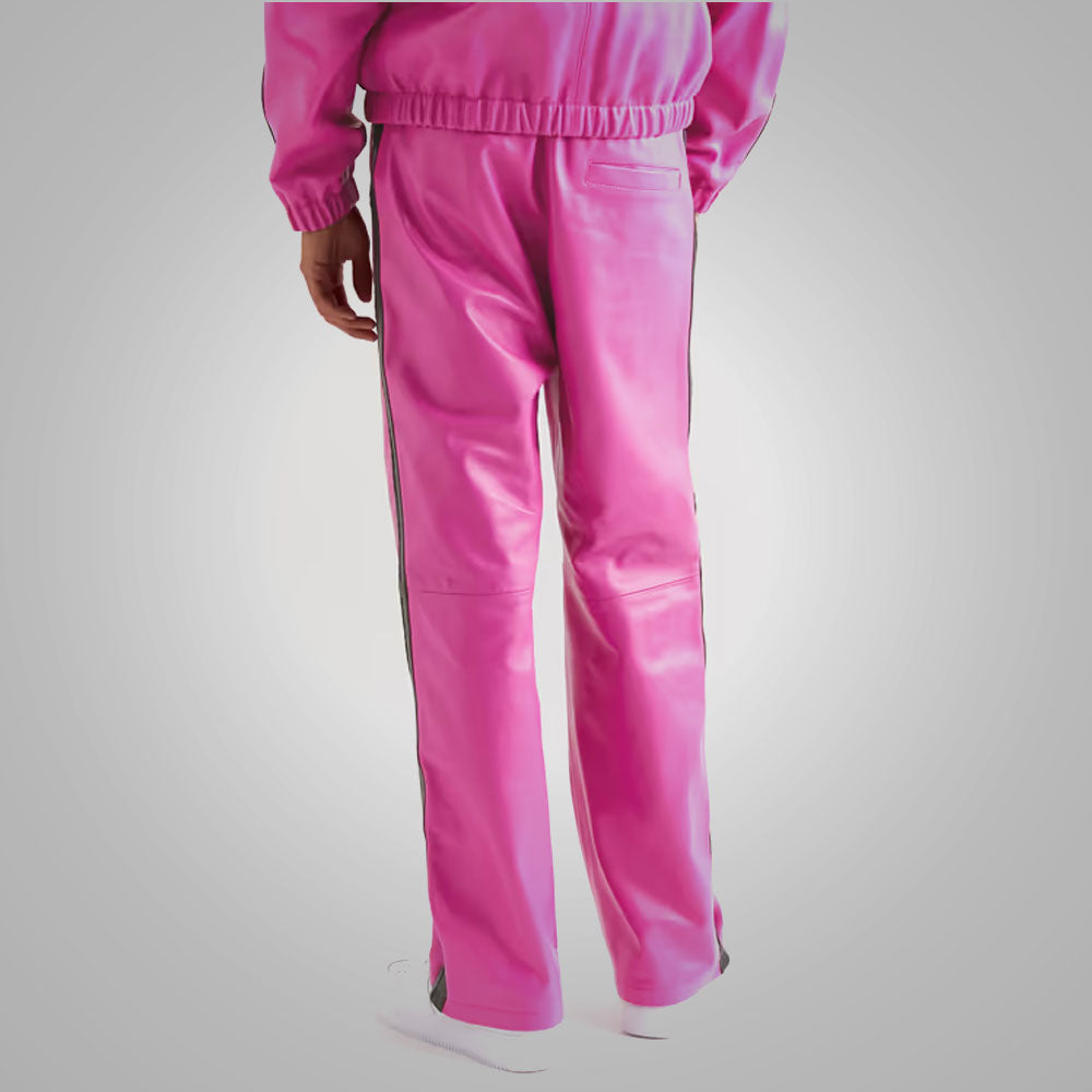 Men’s "Electric Rose" Moto Pants | Premium Pink Sheepskin | Genuine Leather Bold Fashion Trousers | Full Grain Apparel