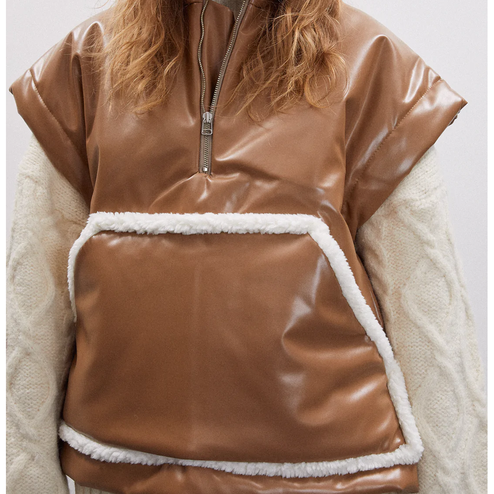 Women’s "Heritage Oak" B3 | New Season Brown Sheepskin | Authentic Shearling Aviator Leather Vest | Full Grain Apparel
