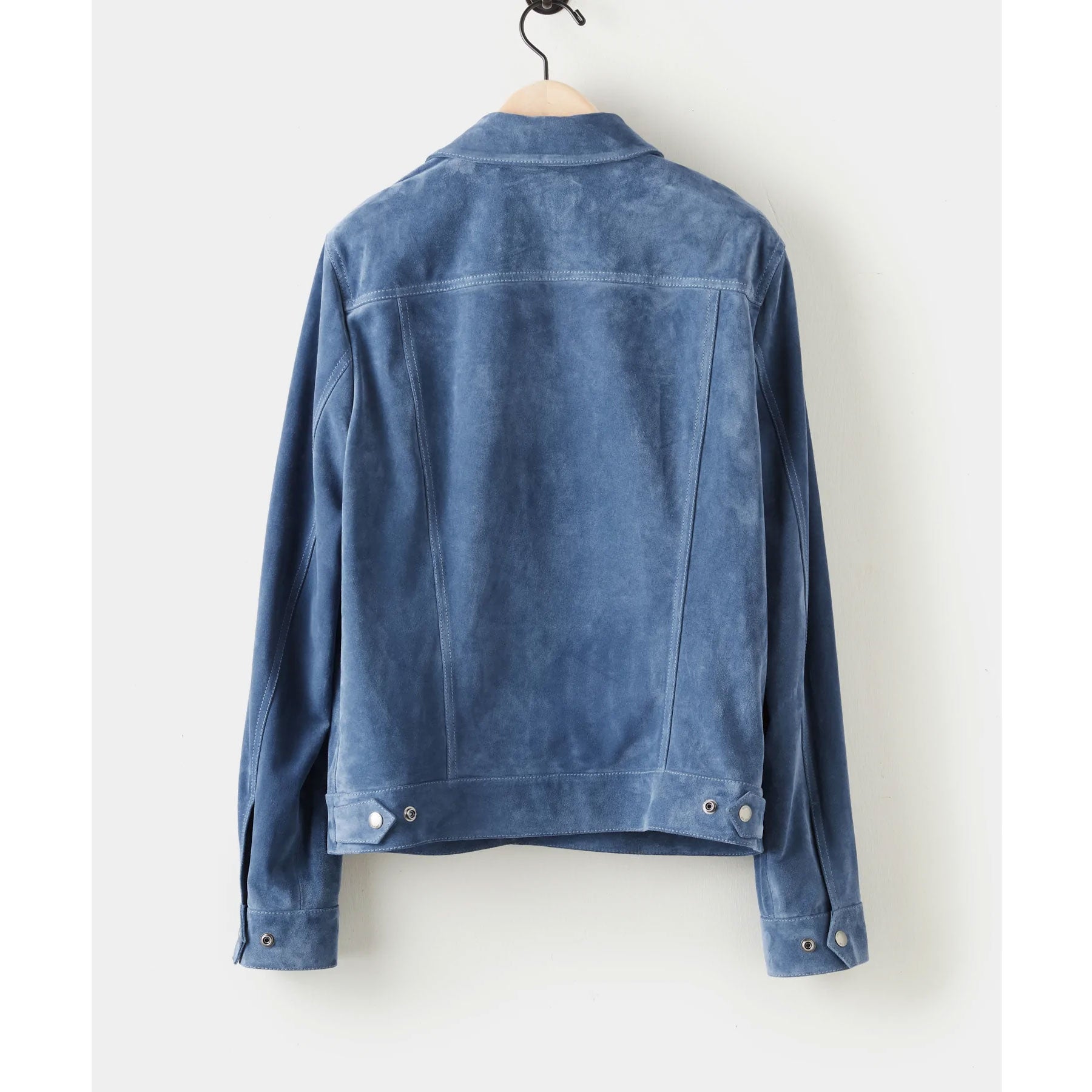 Men’s "Azure Earth" Hybrid Bomber Jacket | Chocolate Brown Leather & Medium Blue Suede | Full Grain Apparel
