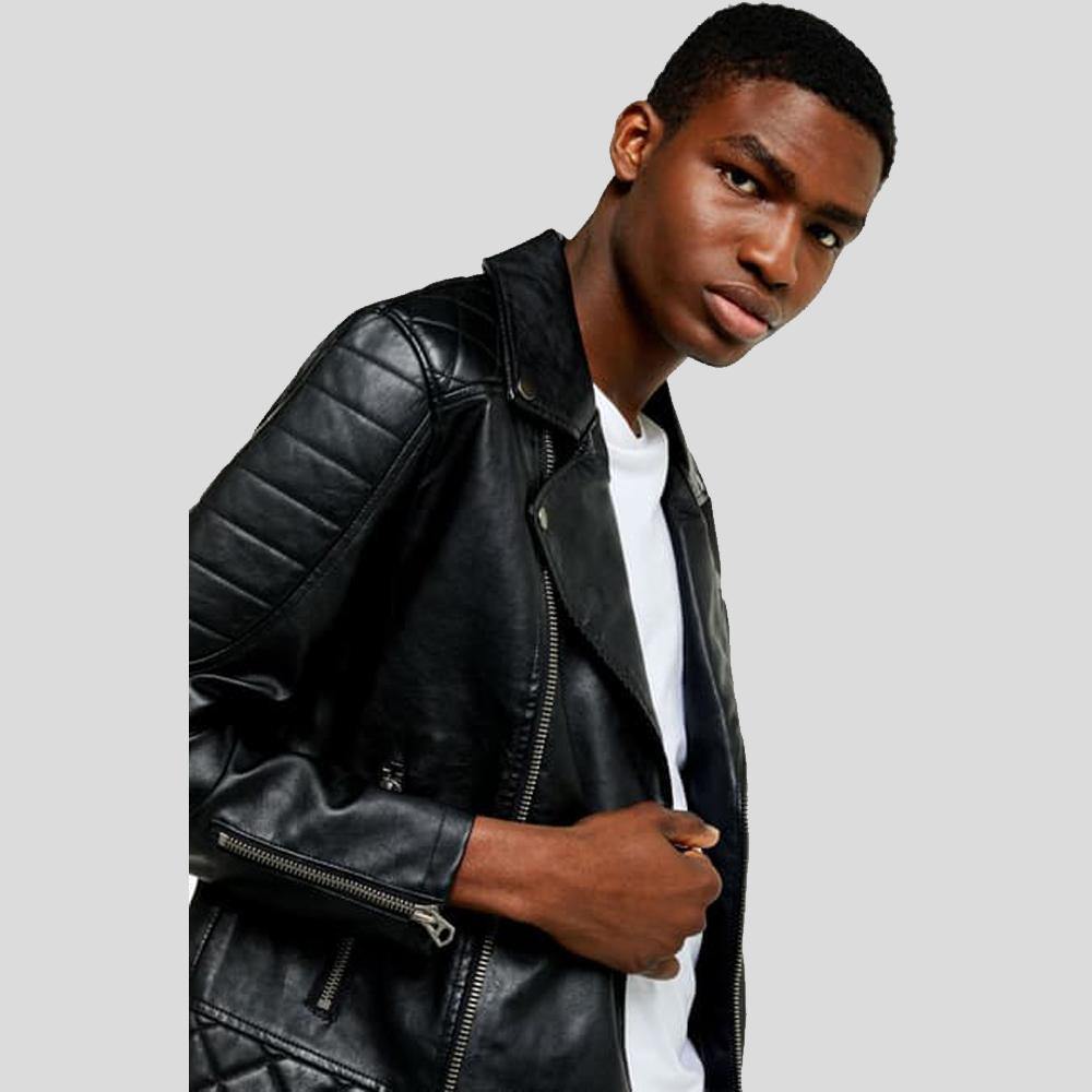Men’s Alpha Black Biker Quilted Leather Jacket | Rugged Cycle Racer | Full Grain Apparel