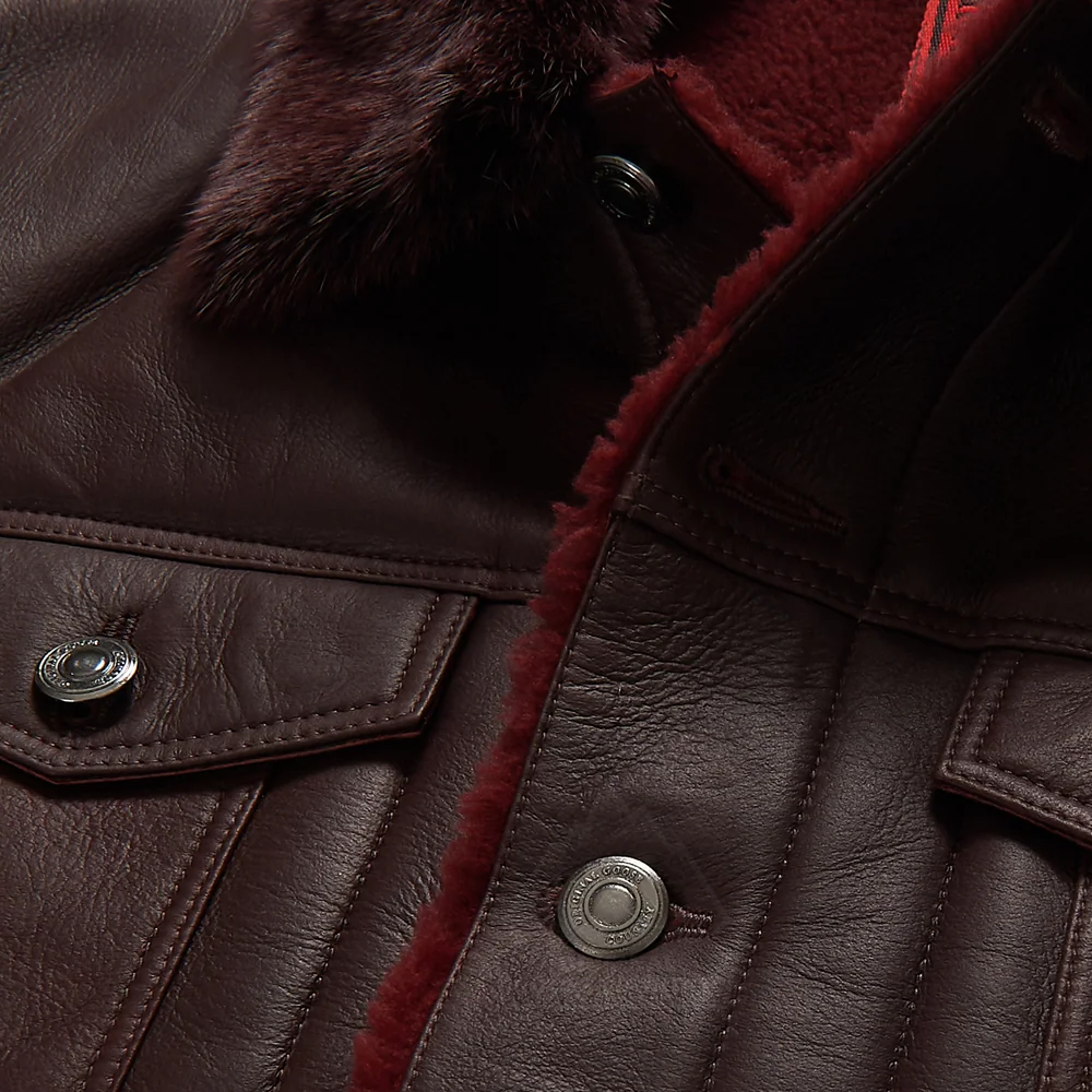 Men’s "Canyon-Hybrid" B3 Trucker | Heritage Brown Real Sheepskin | Premium Shearling-Lined Flying Jacket | Full Grain Apparel