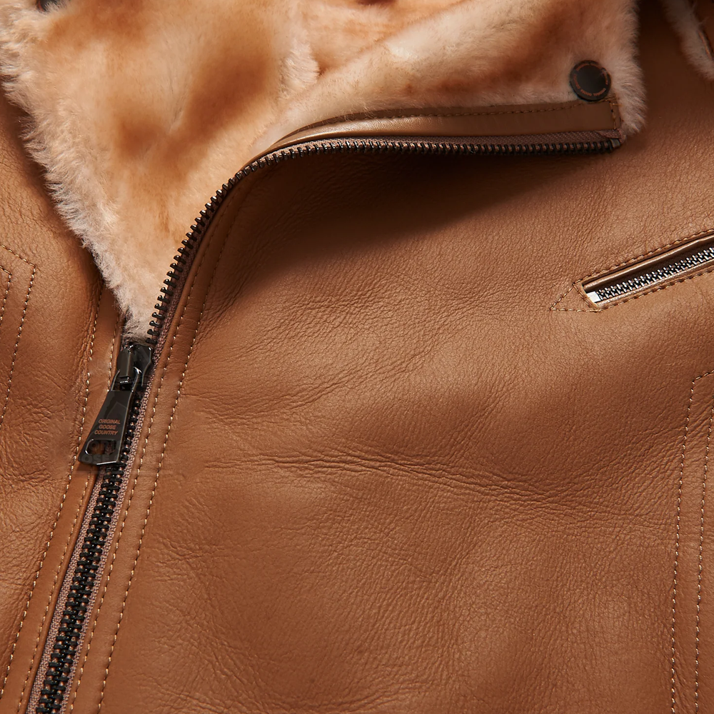 Men’s "Sky-Commander" B3 Aviator | Heritage Brown Real Sheepskin | Premium Shearling Bomber Flying Jacket | Full Grain Apparel