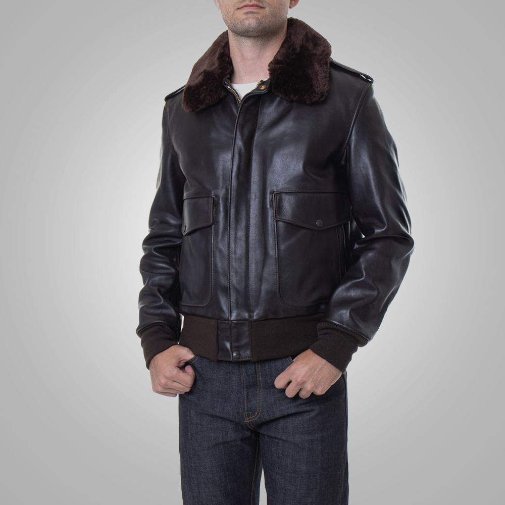 Men’s "Aviation Elite" Hybrid | Premium Brown Cowhide | RAF x A-2 Commander Flight Jacket | Full Grain Apparel