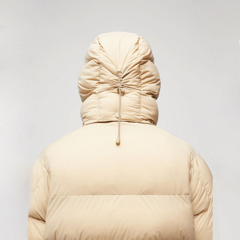Women’s "Desert Silk" Essential Puffer | Premium Sand Beige Matte Finish | Lightweight Quilted Minimalist Jacket | Full Grain Apparel