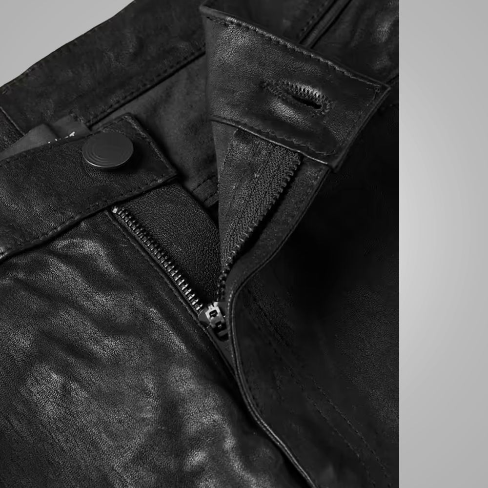Men’s "Titan-Grade" Moto Pants | Premium Black Cowhide | Heavy-Duty Genuine Leather Biker Trousers | Full Grain Apparel