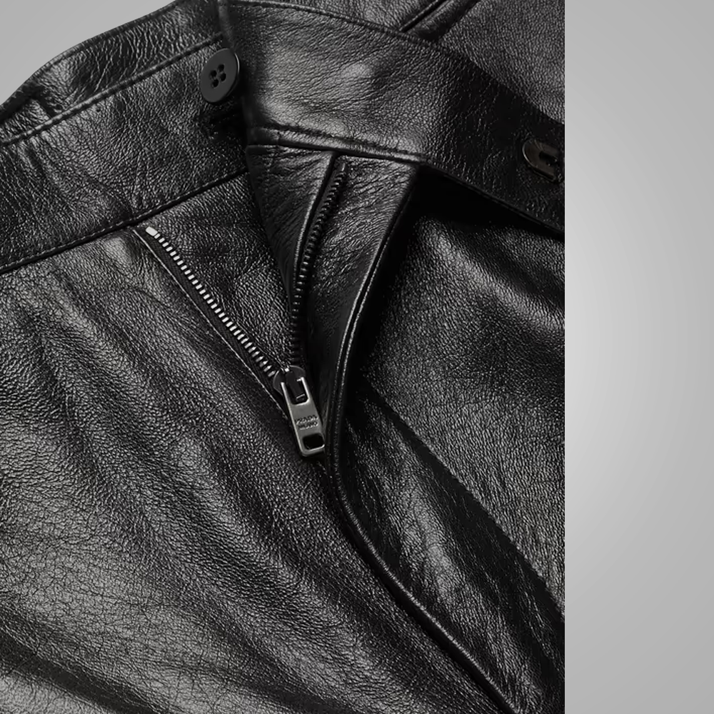 Pantalones cortos premium "Shadow-Run" para hombre | Piel de oveja negra genuina | Ropa urbana de lujo en piel | Prendas de plena flor