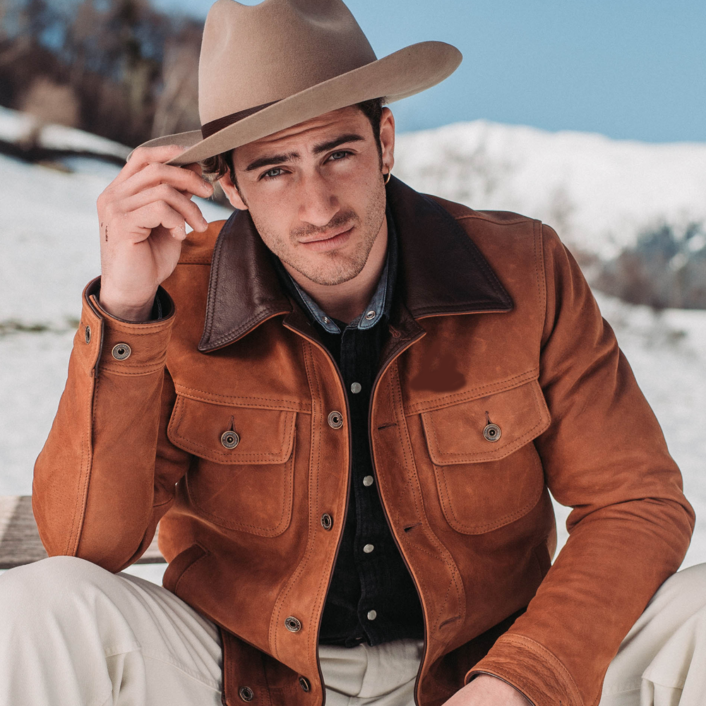 Men’s "Ancient Trails" Western Jacket | Premium Brown Native Suede | Hand-Crafted American Heritage Coat | Full Grain Apparel