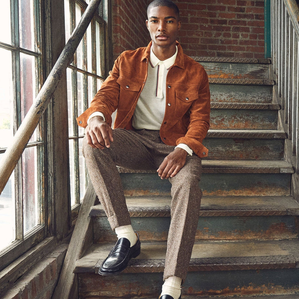 Men’s "Ignite" Burnt Orange Suede Biker Jacket | Premium Goat Suede | Asymmetrical Moto Design | Full Grain Apparel