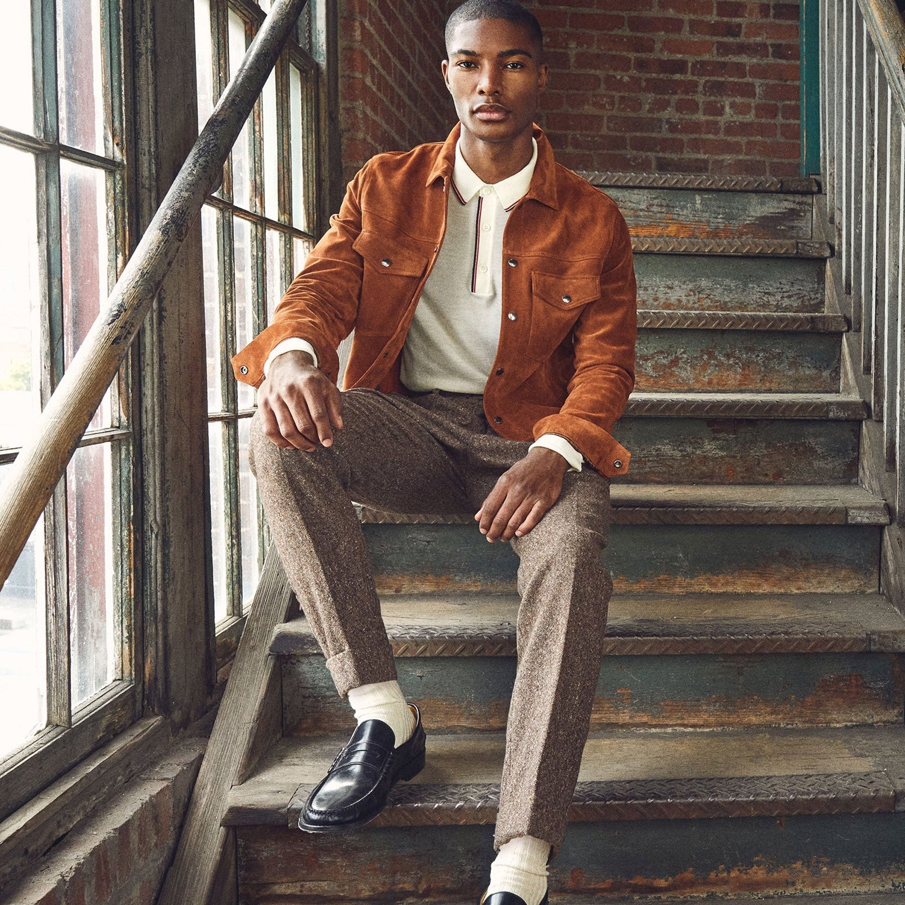 Men’s "Ignite" Burnt Orange Suede Biker Jacket | Premium Goat Suede | Asymmetrical Moto Design | Full Grain Apparel