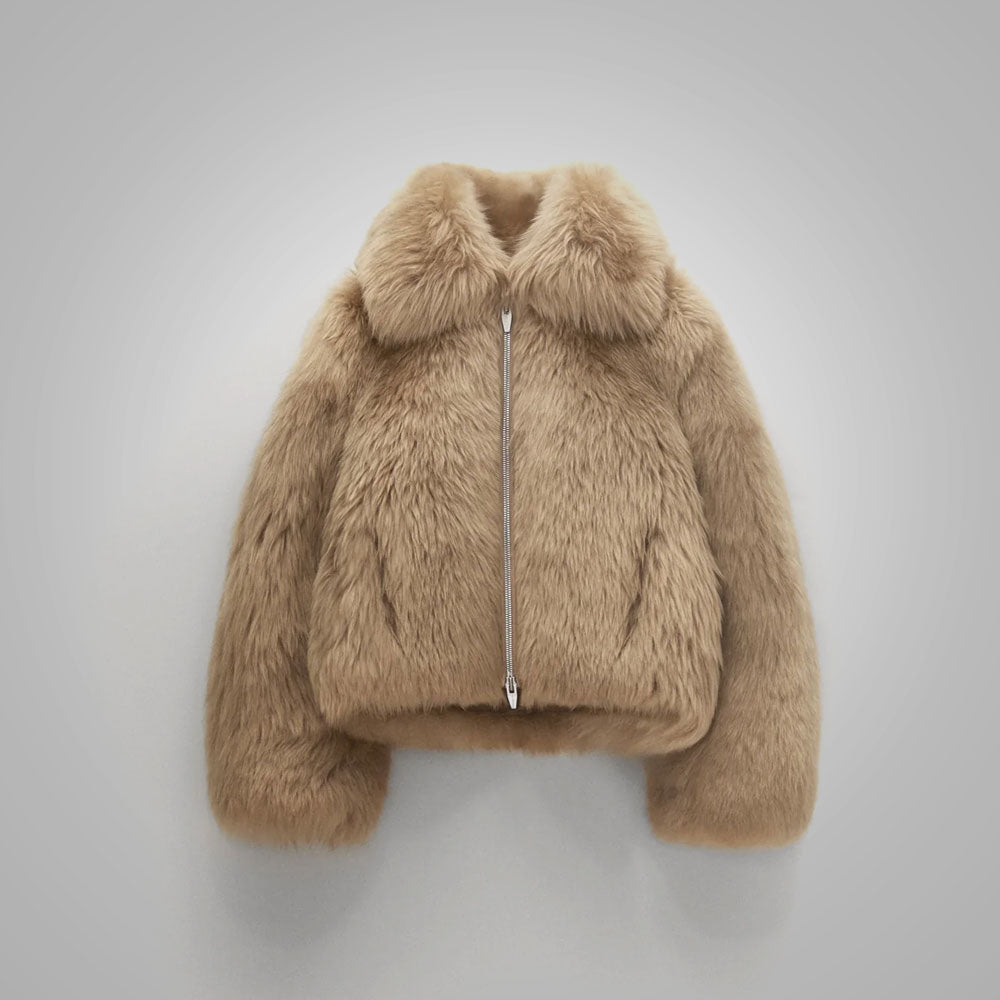Women’s Alpine Amber Winter Coat | Premium Brown Sheepskin | Shearling-Lined Leather Jacket | Full Grain Apparel