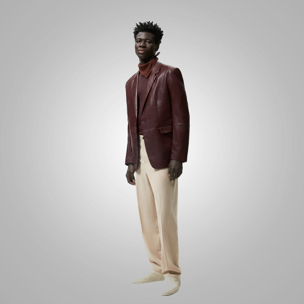 Men’s "Cambridge Executive" Blazer | Premium Walnut Brown Sheepskin | Full-Sleeve Genuine Leather Sport Coat | Full Grain Apparel