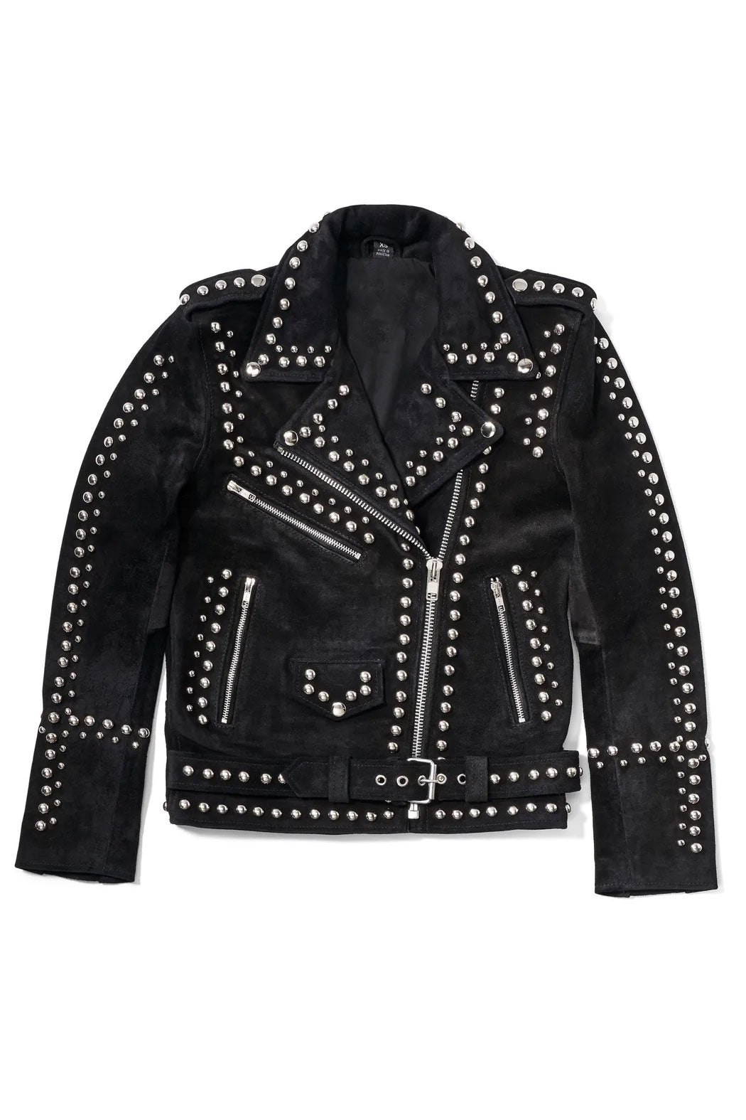 Women’s "Midnight Galaxy" Moto Jacket | Premium Black Suede | Hand-Placed Silver Studded Biker | Full Grain Apparel
