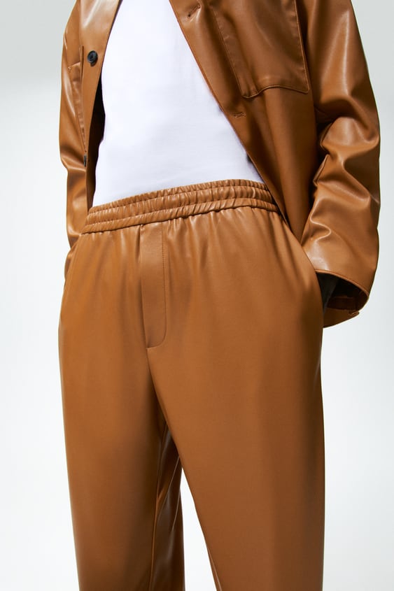 Men’s "Copper Canyon" Moto Pants | Premium Brown Sheepskin | Genuine Leather Real Biker Trousers | Full Grain Apparel