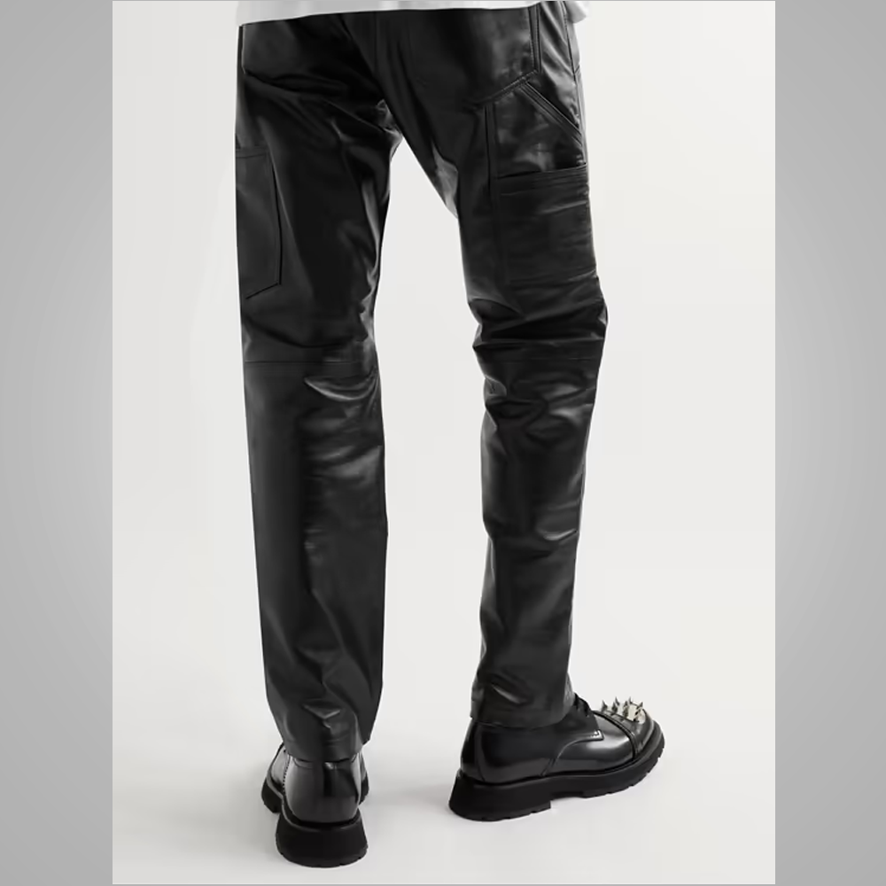 Vaqueros de piel de oveja "Arctic-Skin" para hombre | Piel de oveja negra premium | Pantalones de cuero ajustados ultraslim con forro de piel | Prenda de piel plena flor
