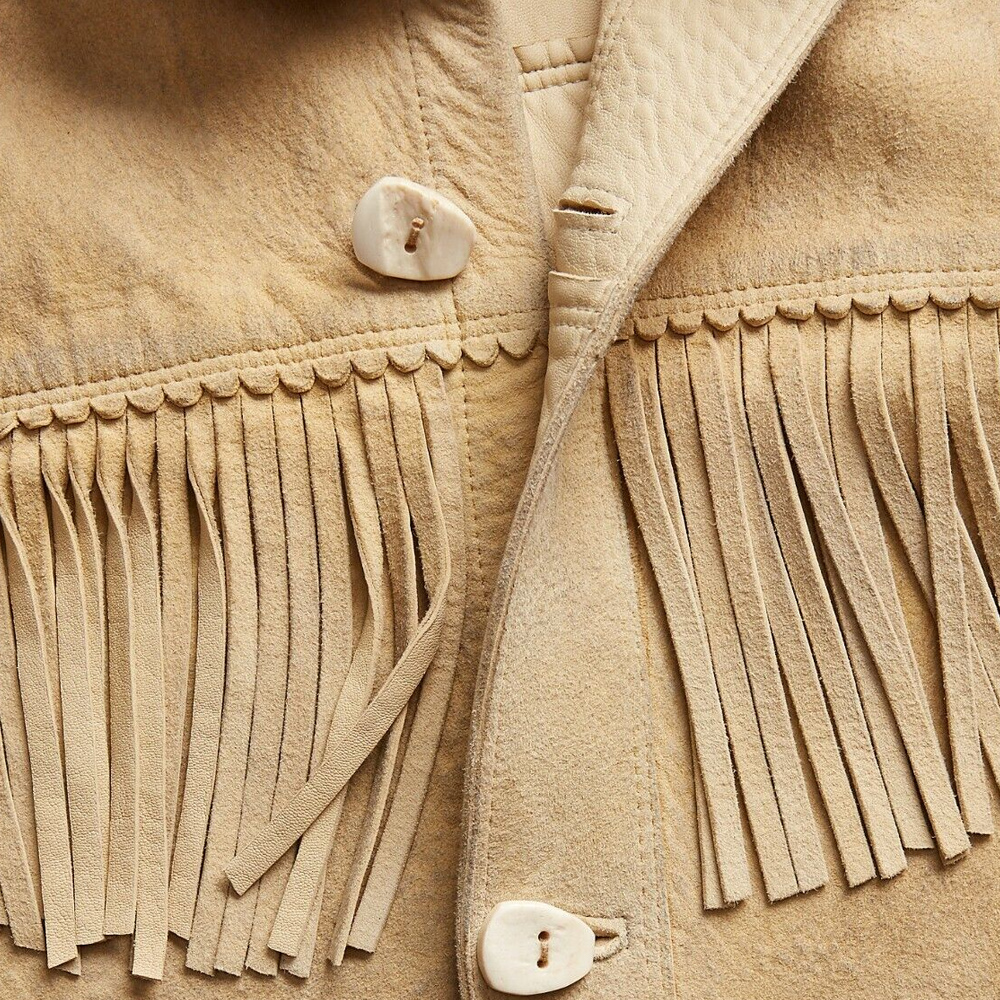 Men’s "Sacred Mesa" Western Jacket | Premium Tan-Brown Suede | Hand-Beaded & Fringed Native Heritage Coat | Full Grain Apparel