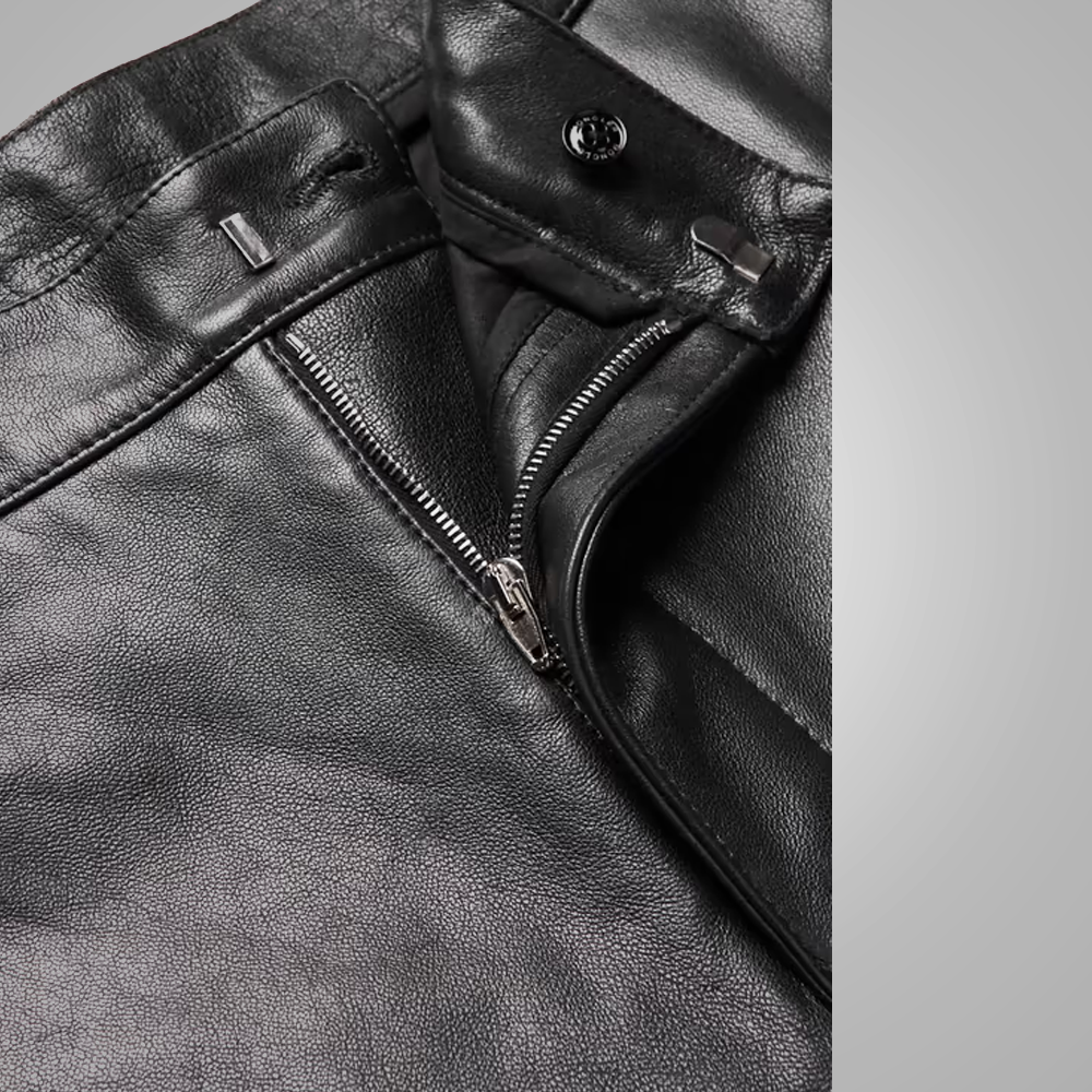 Men’s "Midnight Pulse" Moto Pants | Premium Black Sheepskin | Genuine Fashion-Fit Biker Trousers | Full Grain Apparel